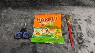 ASMR HARIBO Mini Rainbow Frogs, Chewy candy, Mouth Sounds, Brushing!