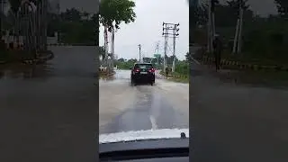 Road submerge in the rain water.