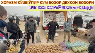 ХОРАЗМ КЎШКЎПИР КУМ БОЗОР ДЕХКОН БОЗОРИ БИР КУЛ КОРТЎШКАЛАР КЕЛДИ 10-январь 2026 г.