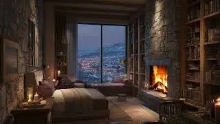 Soft Piano Cozy Winter Escape | Snowfall and Crackling Fire for Deep Comfort