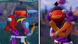 FORTNITE x AMONG US COLLAB GAMEPLAY! (CREWMATE BACK BLING + EMOTE)