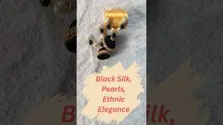 Black & Gold Silk Thread Earrings with White & Black Pearls| Handmade Indian Earrings #diy #handmade