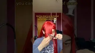 HOW to CUT ✂️ BANGS on a WIG❗️(on a cheap Makima wig)  #cosplay #makima #anime #wig #chainsawman