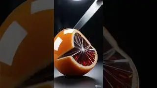 The Crystal Core: Slicing Open a Glossy Orange Sphere #asmr #asmrsounds #sleep #foodasmr