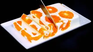 Only sour cream and Oranges! Delicious and healthy fruit dessert in 5 minutes. Without bake.