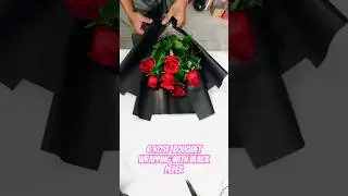 6 Rose Bouquet wrapping with black peper🥀#flowerbouquet #flowers #rosebouquet #diy@elegantflowers