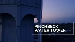 Pinchbeck Water Tower, Spalding, Lincolnshire, UK at sunset:  Aerial, Drone, 4K UHD