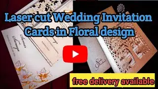 Laser cut in floral and foliage Invitation cards in pull-out insert type cards | Quill feathers