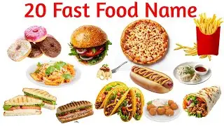 Learn 20 Fast Food Names in English & Hindi | Kids Vocabulary Video | #learningvideo🍔🍕