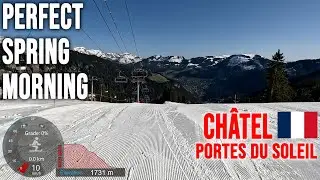 [4K] Skiing Ch&acirc;tel on a Perfect Spring Morning - Warming Up, Portes du Soleil - France, GoPro HERO11