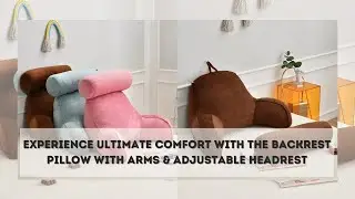Backrest Pillow With Arms & Adjustable Headrest - Back Cushion With Detachable Neck Pillow Bed