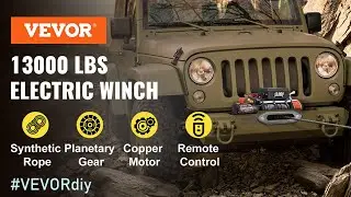 VEVOR 13000LBS Electric Winch 12V Synthetic Rope Off-road ATV UTV Truck Towing Trailer