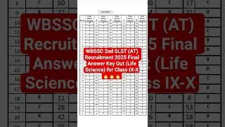 WBSSC 2nd SLST (AT) Recruitment 2025 Final Answer Key Out for Class IX-X🔥🔥|#wbssc #slst #lifescience