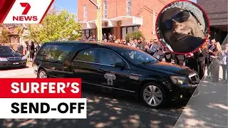 Surfers form guard of honour to farewell shark attack victim Mercury Psillakis | 7NEWS
