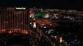 Mandalay Bay Hotel Casino Resort Las Vegas Aerial View at Night from Helicopter Tour Video Footage