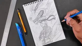 How To Draw Naruto Uzumaki with Kurama (Nine-Tails Fox)