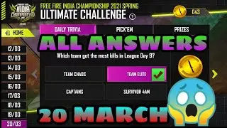 Free Fire New Esports Ultimate Challenge Event || 20/3 ESports Ultimate Challenge All Answers ||
