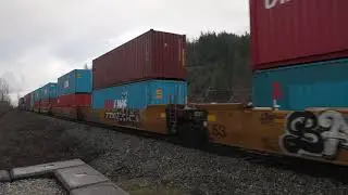 SP Trains #1344 CN Train #405 at Mile 84 CN Yale Sub    2020-01-24