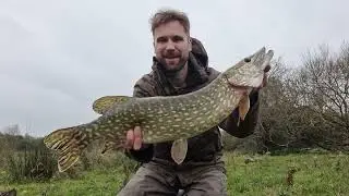 Fly fishing for pike - UK chalk stream