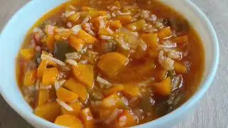 Tomato-rice soup for the winter. Tomātu-rīsu zupa ziemai. Томатно-рисовый суп на зиму. (Харчо)