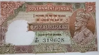 Year 1917 to 1935 price 1L90K75K55K50K, five rupees government of India #india#money#viral#trending