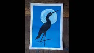 crane😍 bird scenery drawing | heron 😮drawing step by step #shorts #viral #trending