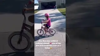 Kira&rsquo;s first bike ride without training wheels! #father #family #viral