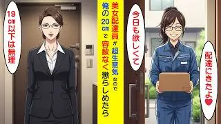 【漫画】生意気な配達員の美女を、家にあげて容赦なく制裁した結果【ラブコメ】