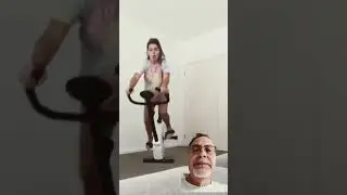 Girl on exercise bike fail