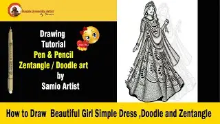 Beautiful Lady Doodle art |How to Draw a Woman Beautiful Dress Mandala |Zen |تعلم كيف ترسم فستان