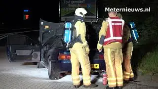 ALPINE-RENAULT  old timer  uit 1987 (dus 37 jaar oud) vat vlam in Beilen