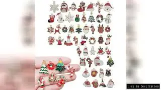 Mix 50 Pieces Christmas Charms for Jewelry Making,Assorted Alloy Enamel Xmas Pendants for DIY Neckla