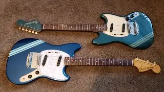 Fender Mustang: 1969 VS MG69 Reissue (American Vintage VS Japanese) Competition Blue/Burgundy