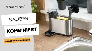 Waschbeckenorganizer mit Sp&uuml;lmittelspender und Schwammhalter | bremermann