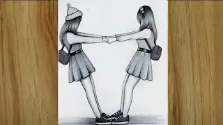 How to Draw Two Best Friends Hugging | Easy Back Side Pencil Drawing for Beginners