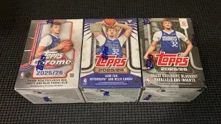 Наборы коллекционных карточек Topps NBA Basketball Value Boxes сезона 2025/26: эксклюзивы Chrome,...