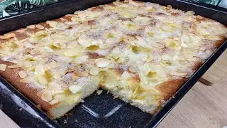 Rezept: Butterkuchen mit selbstgemachten Vanillepudding und Mandelkruste