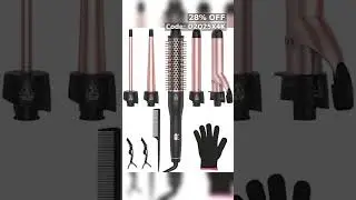ANIEKIN 5 in 1 Curling Iron Set, Fast Heat Up Curling Wand from 3/8 to 1 1/4 Inch and a Thermal Brus