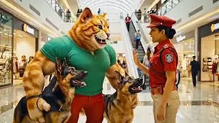 Cat selling german shepherd dog in the mall😱 #ai #shorts #youtubeshorts