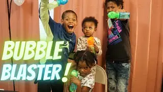 Kids Playing With Bubble Blaster