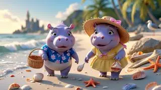 &ldquo;Hippos&rsquo; Fun Beach Day ☀️ | Cute Summer Rhyme for Kids | Cartoon Hippo Adventure&rdquo;