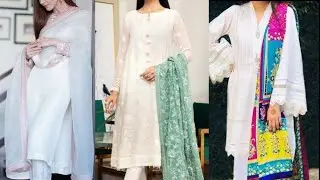 White Dress Designing Ideas For Eid|Plain White Dresses Collection| Falling Blossom