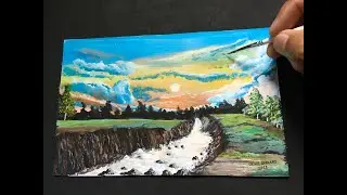Sunset painting acrylic for beginners (DENIS SAOR Art)