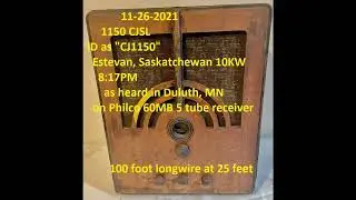 CJSL 1150 Estevan Saskatchewan 1150 AM radio DX long distance reception antique philco aircheck