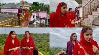हमारे घर की छत पर ग्रिल लग गई 💃#twins #village #himachal