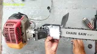 Cưa máy tự chế từ máy cắt cỏ - chainsaws used from lawn mowers.