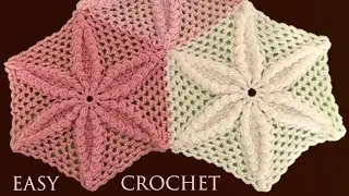 Como hacer fácil Tapete Camino de Mesa a Crochet tejido de flor en 3D paso a paso