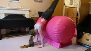 ❤️ GYMNAST KARINA ❤️ gymnastics conditioning indoors using my Cannons UK air roll / air barrel