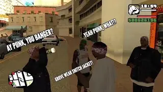 GTA SA - CJ talks to enemy gang compilation. (funny)