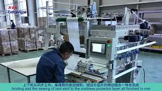 mattress protector cover sewing machine,stitch with rubber#protector #topper together#mattresscover